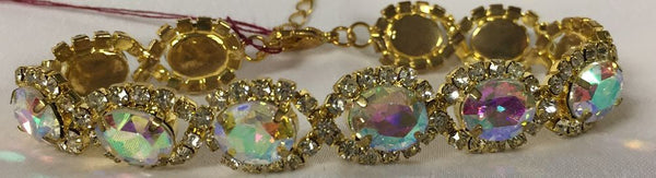 Iridescent AB Crystal Rhinestone Gold Bracelet Cristal D'Or