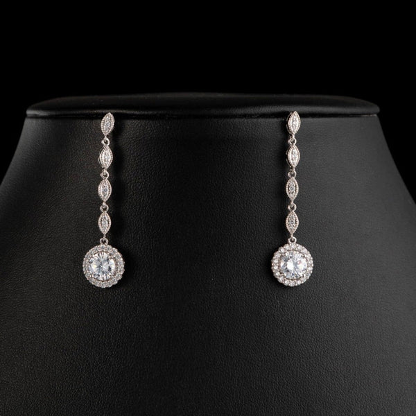 Cubic Zirconia Round Pendant Gold Earrings Cristal D'Or