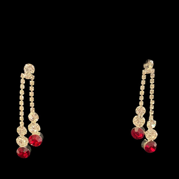 Ruby Red Cascade Circle Drop Earrings Cristal D'Or