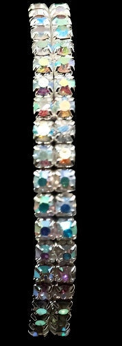 Silver AB Iridescent 2 Row Stretch Bracelet Cristal D'Or