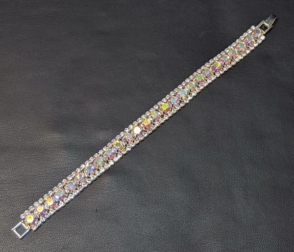 Iridescent AB Crystal Rhinestone Silver Bracelet Cristal D'OrÂ