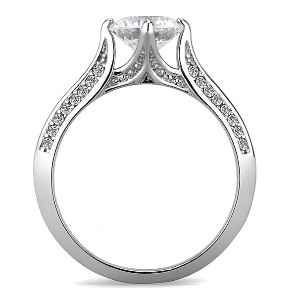 Cubic Zirconia Prong Set Stainless Ring Fashion Jewelry