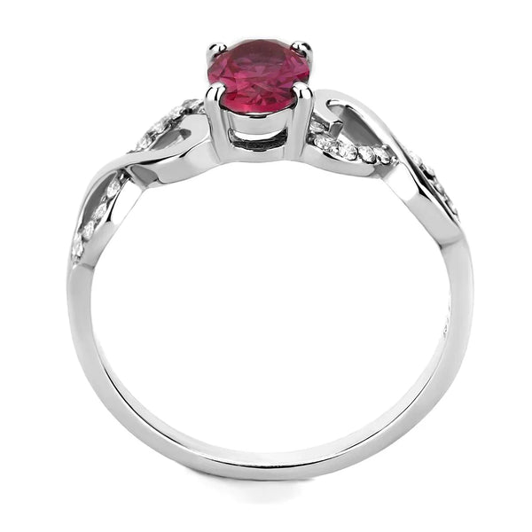 Ruby Red Cubic Zirconia Stainless Steel Ring Fashion Jewelry