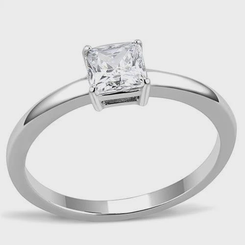 CZ Square Cut Minimal Ring Fashion Jewelry