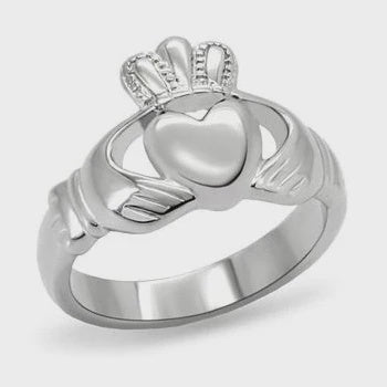 Stainless Steel Silver Claddagh Ring Fashion JewelryÂ
