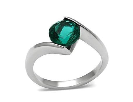 Blue Zircon Stainless Steel Ring Fashion JewelryÂ