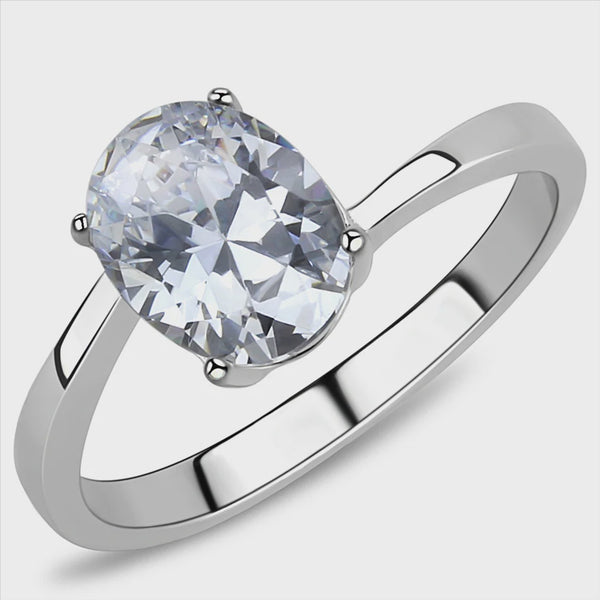 CZ Oval Solitare Stainless Ring Fashion JewelryÂ