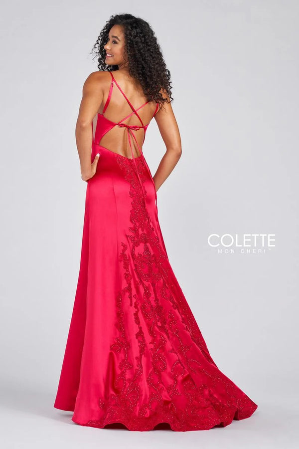 Colette CL12274 Lipstick Pink Satin Sheath Dress