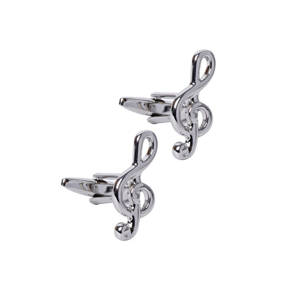 Silver Clef Note Novelty Cufflinks SELININY