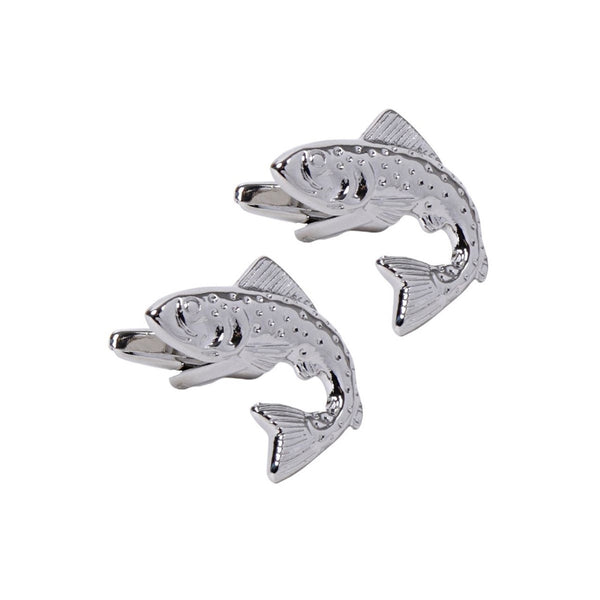 Fish Silver Novelty Cufflinks SELININY