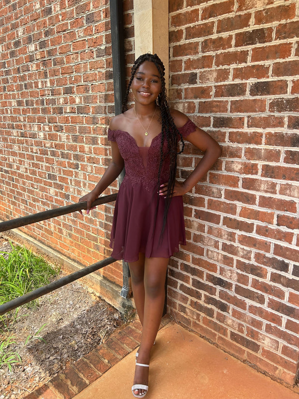 CLARISSE 30257 Off the Shoulder Chiffon Cocktail Dress Clarisse Designs