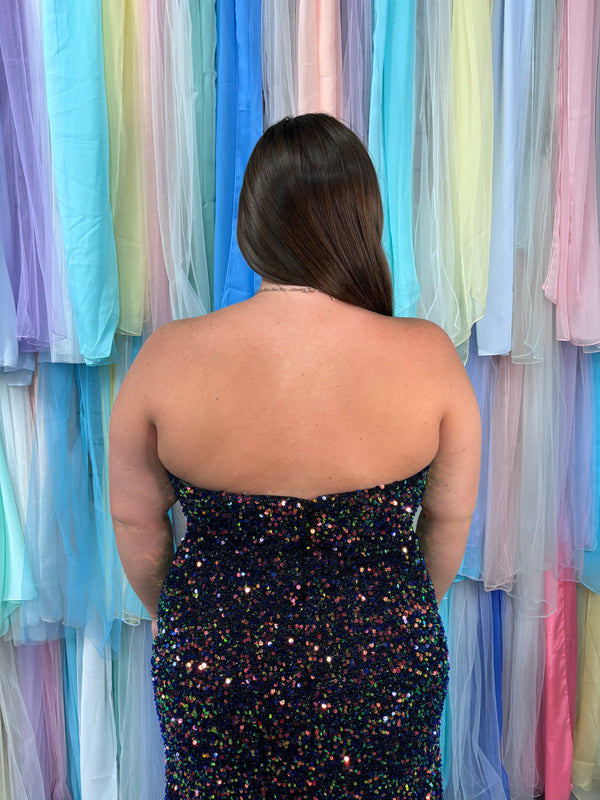 CLARISSE 810416 Black Multi Velvet Sequin Dress Clarisse