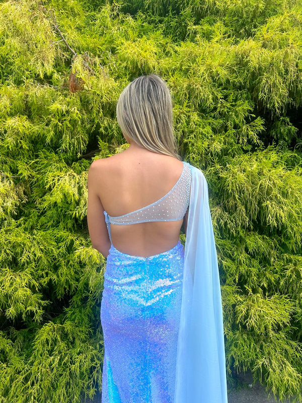 CLARISSE 810567 Iridescent Blue Sequin Sheath Dress ClarisseÂ