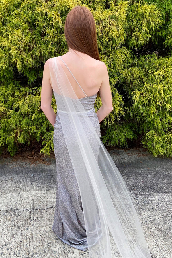 CLARISSE 8170 Champagne Print One Shoulder Dress Clarisse