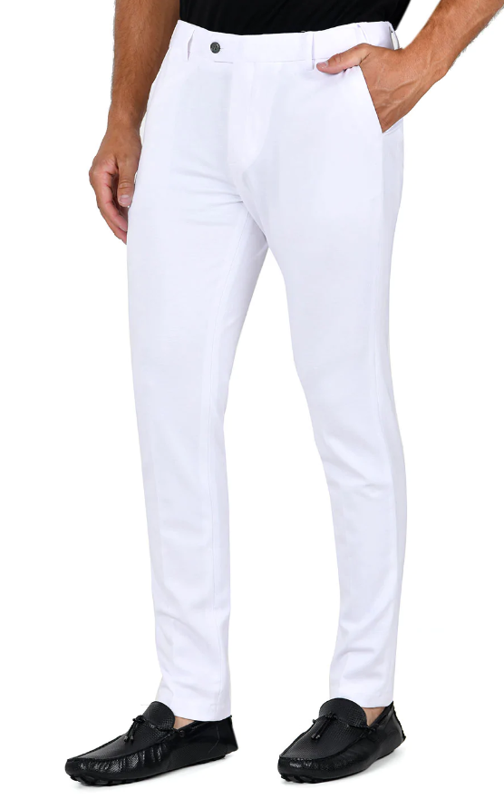 Barabas White Slim Fit Stretch Dress Pant Barabas Vassarilos Angelesca