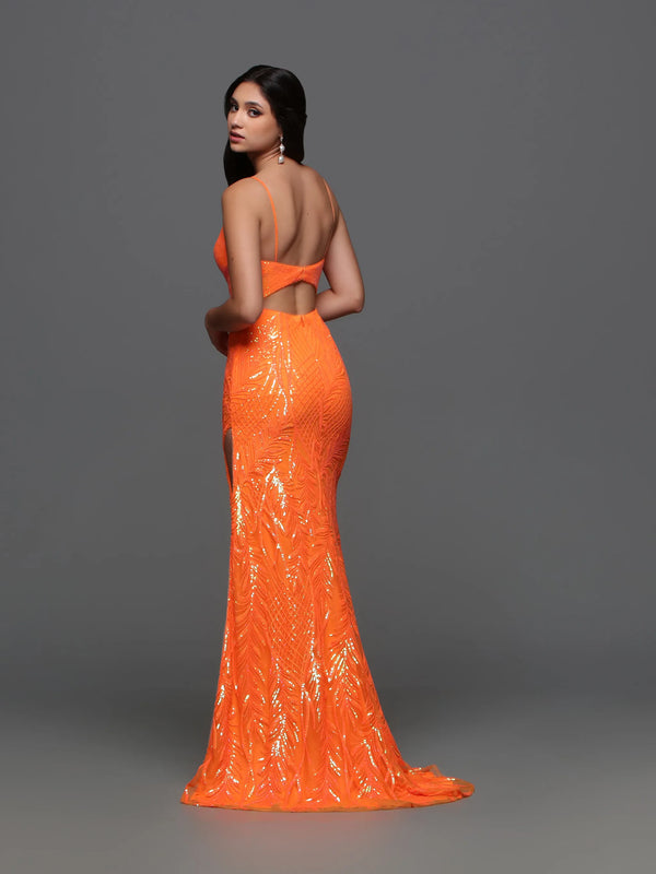 Candice Wang 72317 Orange Sequin Dress Candice Wang