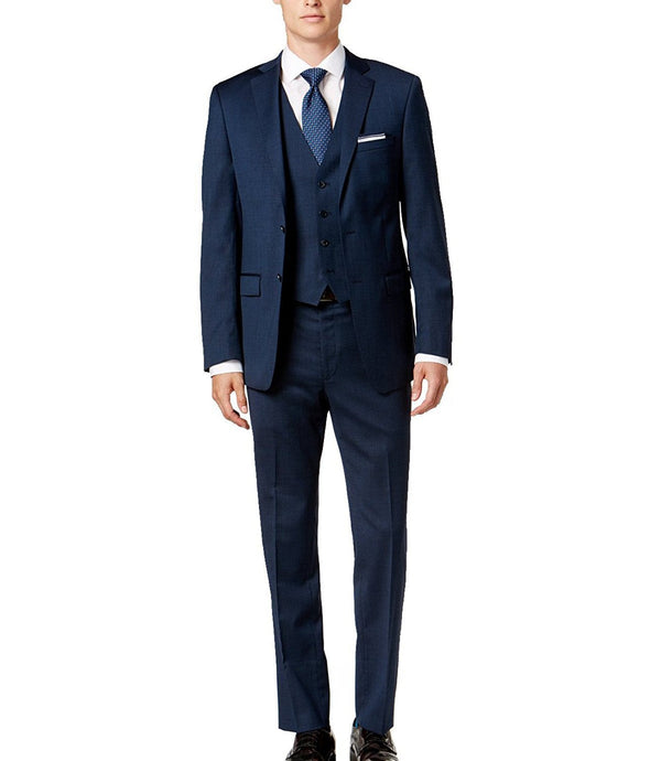 New Caravelli Midnight Blue 3 Piece Regular Fit Suit with Vest San Malone Enterprises