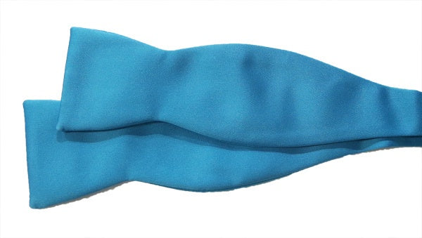 New Caribbean Blue Poly Satin Self Tie Bow Tie