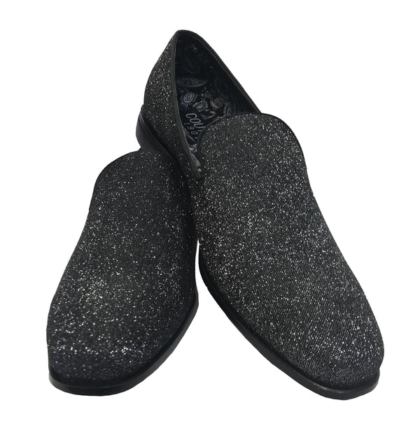 New Men's Charcoal Silver Sparkle Fashion Shoes