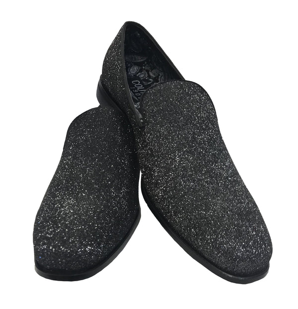 New Men's Charcoal Silver Sparkle Fashion Shoes Couture 1910
