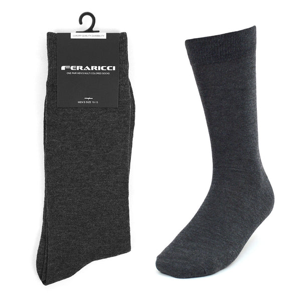 Men's Classic Neutrals Charcoal Grey Dress Socks SELININY