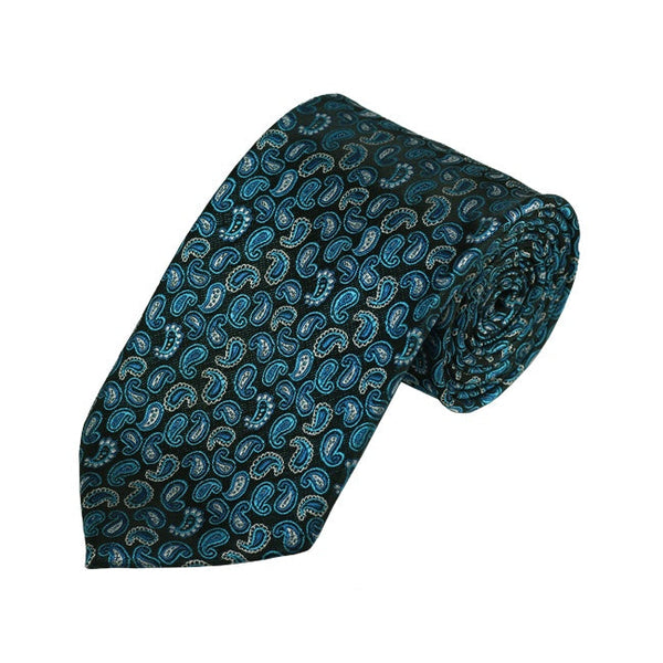 Turquoise, Oasis and Peacock Blue Paisley Woven Tie TieOutlet.com