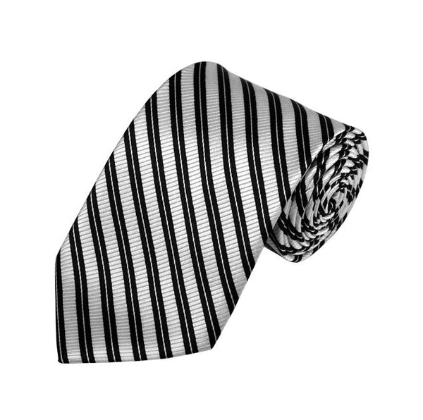 Black and White Striped Woven Tie TieOutlet.com