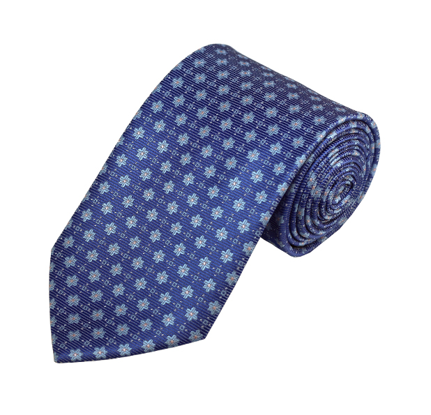 Sky Blue with Pink Dot and Steel Blue Floral Tie