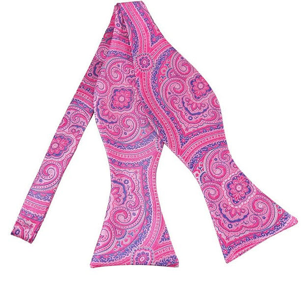 Pink Fuchsia Purple Paisley Self Tie Bow Tie TieOutlet.com
