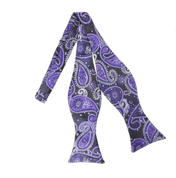 Purple, Lavender and Black Paisley Self Tie Bow Tie