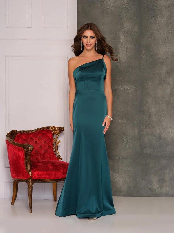 Dave & Johnny 10514 Teal Satin One Shoulder Dress Dave & Johnny