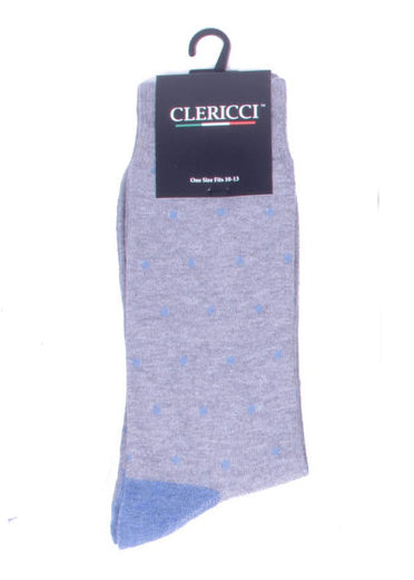 Men's Light Blue & Grey Polka Dot Fancy Pattern Dress Socks SELININYÂ