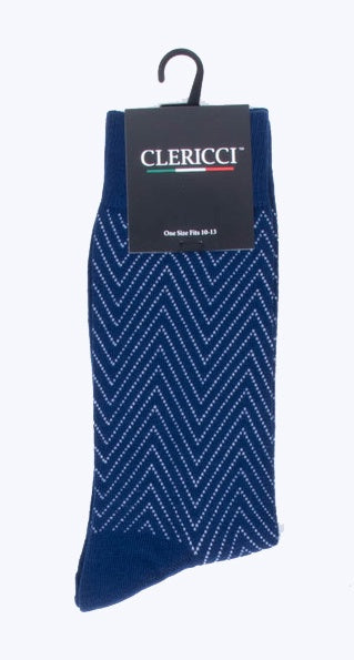 Men's Blue Zig Zag Pattern Dress Socks SELININY