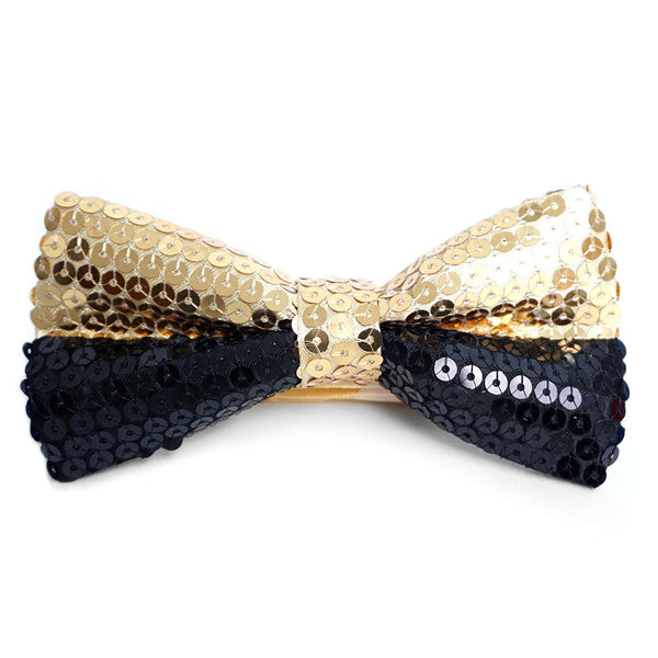 Dual Color Black & Gold Sequin Bow Tie SELININY