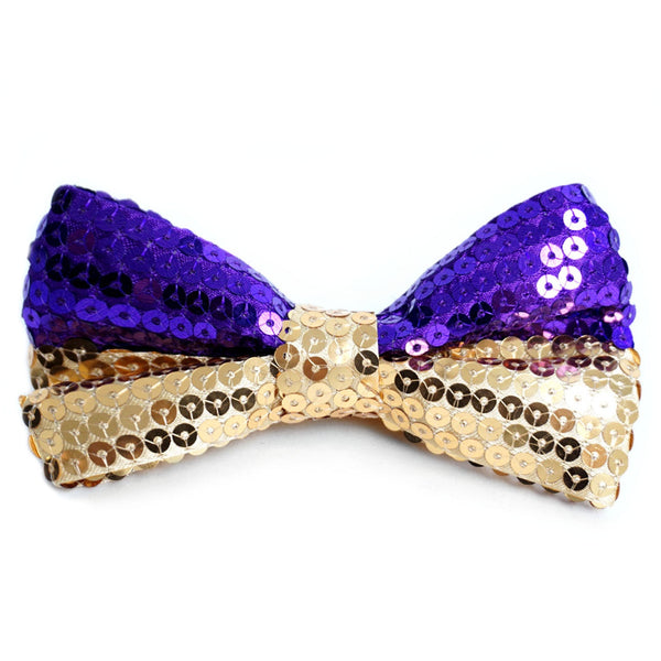 Dual Sequin Purple & Gold Bow Tie SELININY