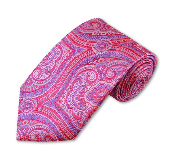 Pink, Fuchsia and Purple Woven Paisley Tie Manzini Neckwear