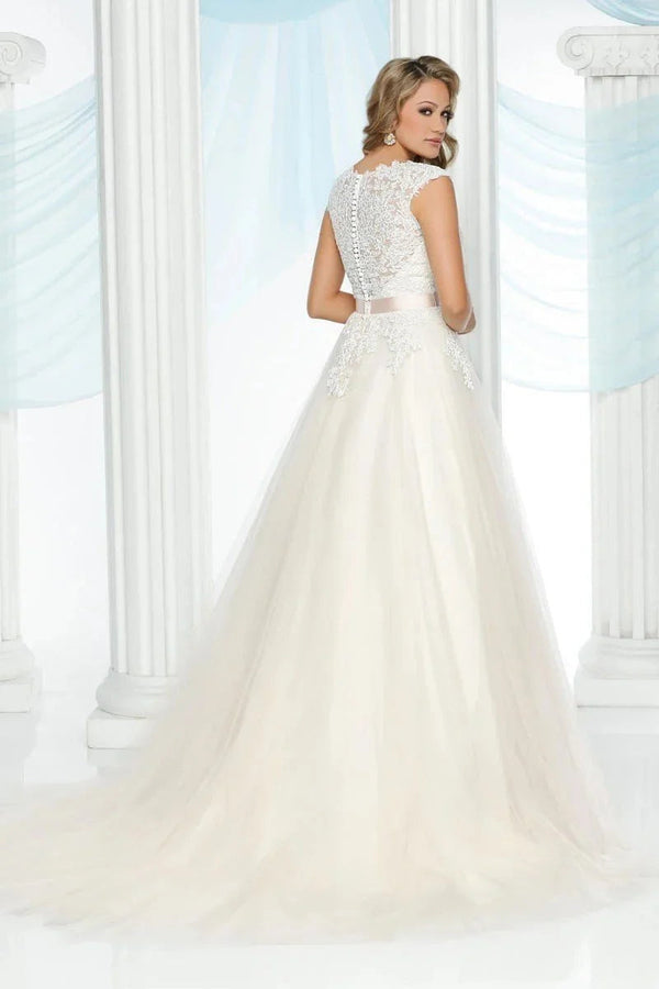 DaVinci Bridal 50431 Ivory Lace Bodice A-Line Dress DaVinci Bridal