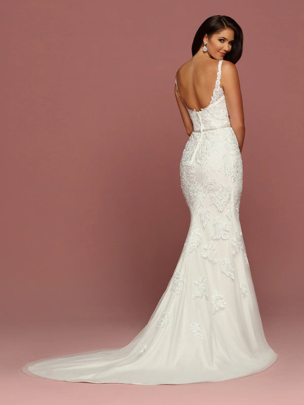 DaVinci Bridal 50493 White Fitted Lace Mermaid Dress DaVinci BridalÂ