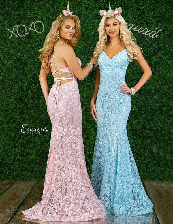 ENVIOUS Couture 1440 Pink Lace Sheath Dress Envious Couture