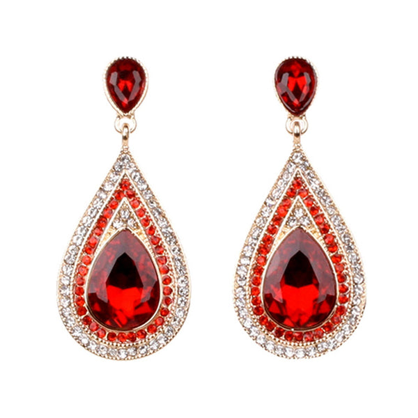 Red Teardrop Gemstone Gold Earrings Sophia Collection dba Something Special