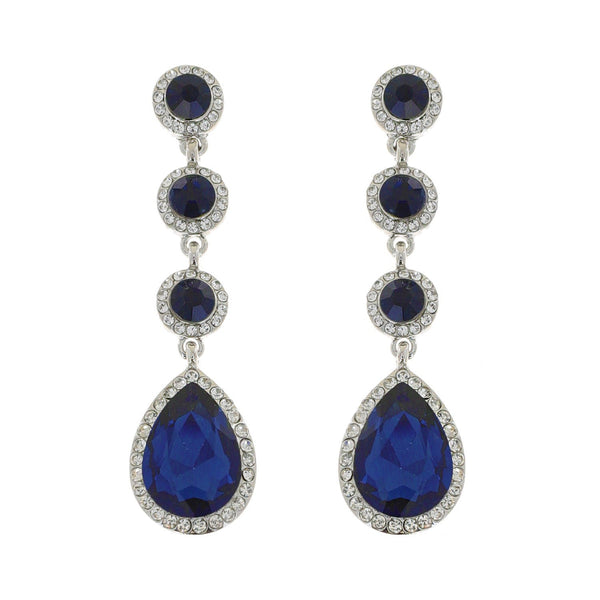 Studded 4 Tier Long Halo Teardrop Earrings Sophia Collection dba Something Special