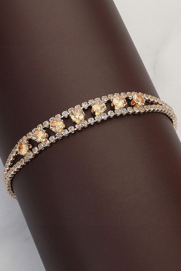 Round Cubic Zirconia TOPAZ GD Stone Paved Bracelet Wona Trading Co