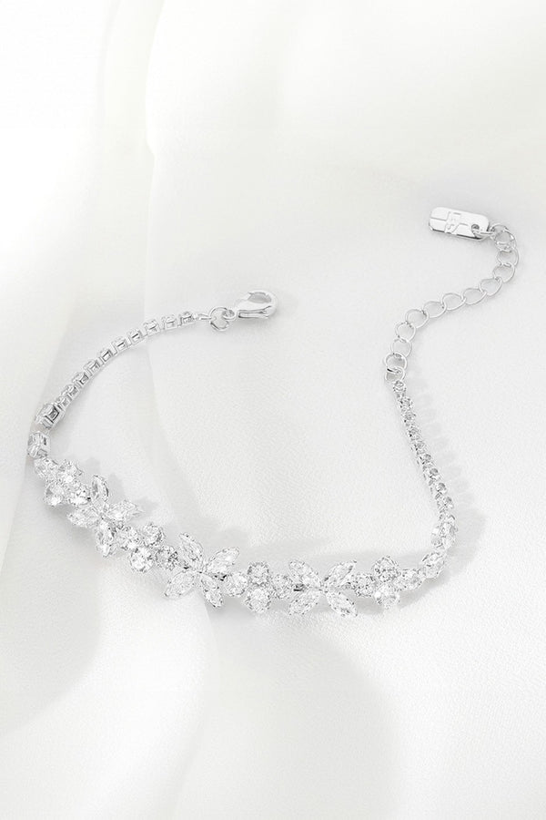 Marquise Cubic Zirconia Stone Cluster Flower Bracelet - Silver or Gold
