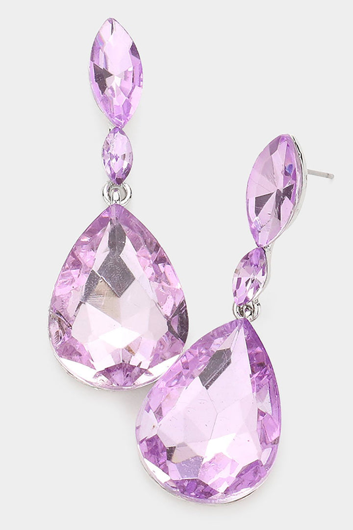 Marquise Stone Teardrop Earrings - Violet or Coral