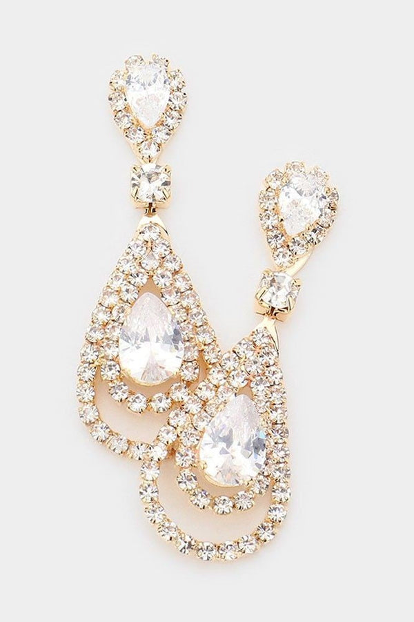 Cubic Zirconia Stone Teardrop Dangle Earrings Wona Trading CoÂ
