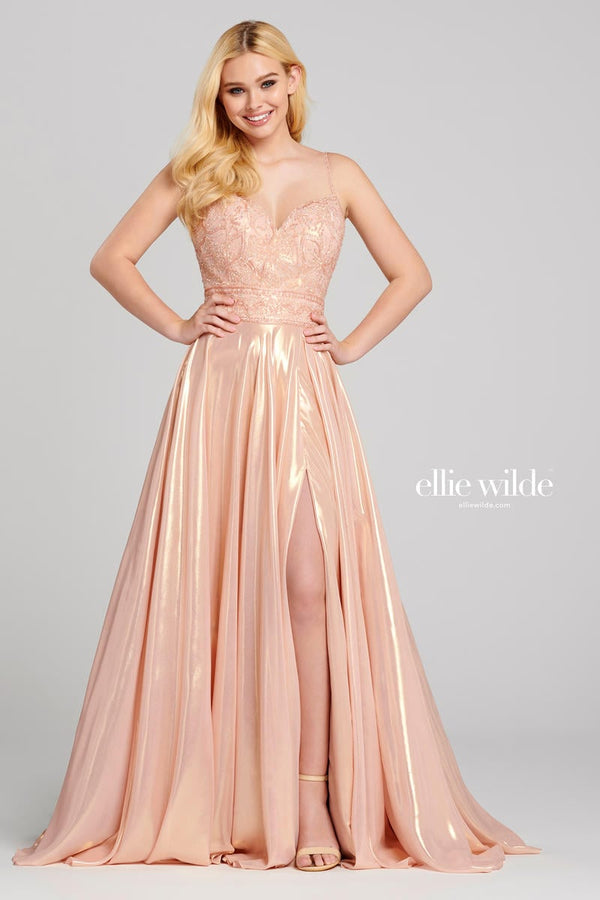 Ellie Wilde 120107 Rose Quartz Shimmer Chiffon Dress Ellie Wilde
