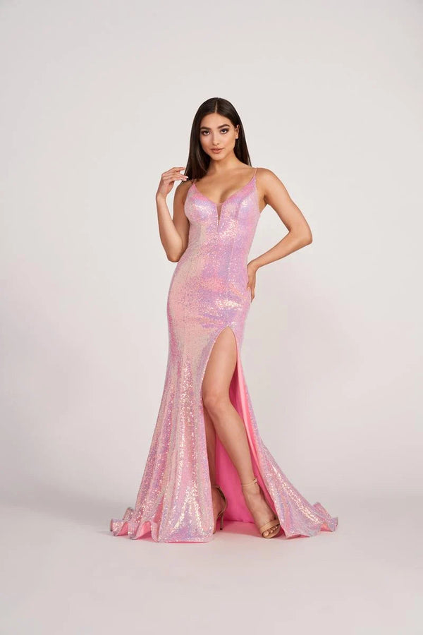 Ellie Wilde EW34088 Black Sequin Fitted Dress with Beaded Back Ellie Wilde