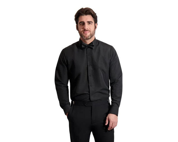 New Black Slim Fit Laydown Collar Tuxedo Shirt Fabian Couture Group LLC