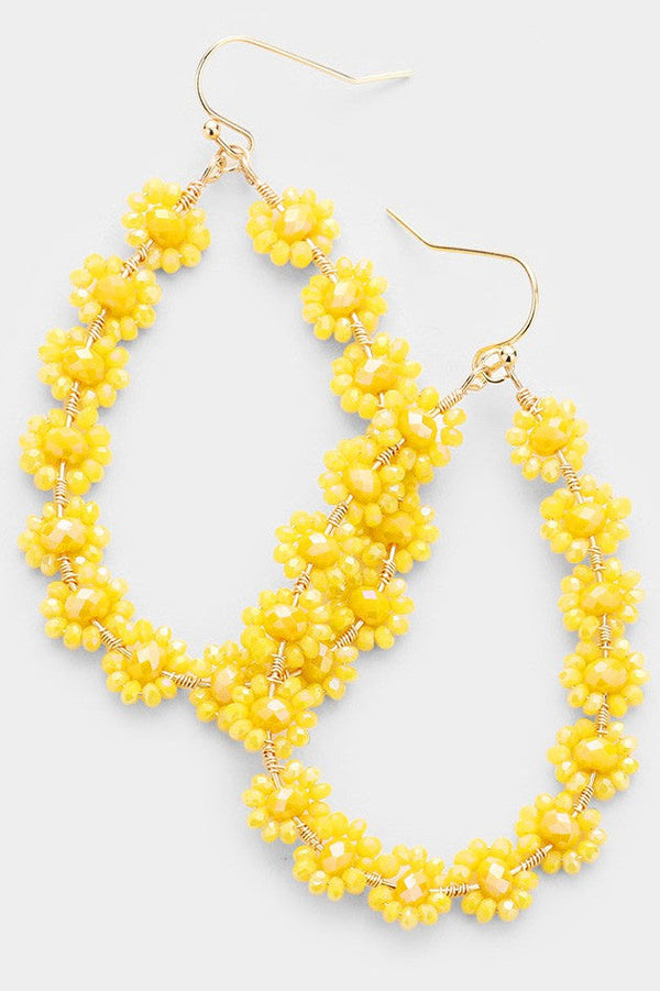 Faceted Bead Cluster Floral Teardrop Earrings Wona Trading CoÂ