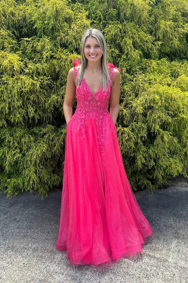 FLAIR Prom 24743 Fuchsia A-Line Tulle Dress